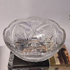 Antique 1909 EAPG US Glass Co. Elegant Clear Glass Berry Bowl